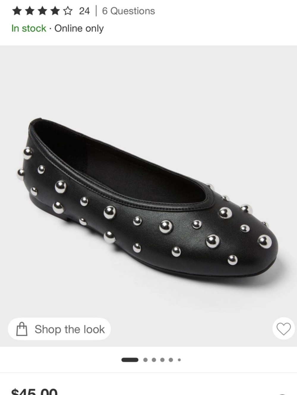 a new day Black Studded Ballet Flat